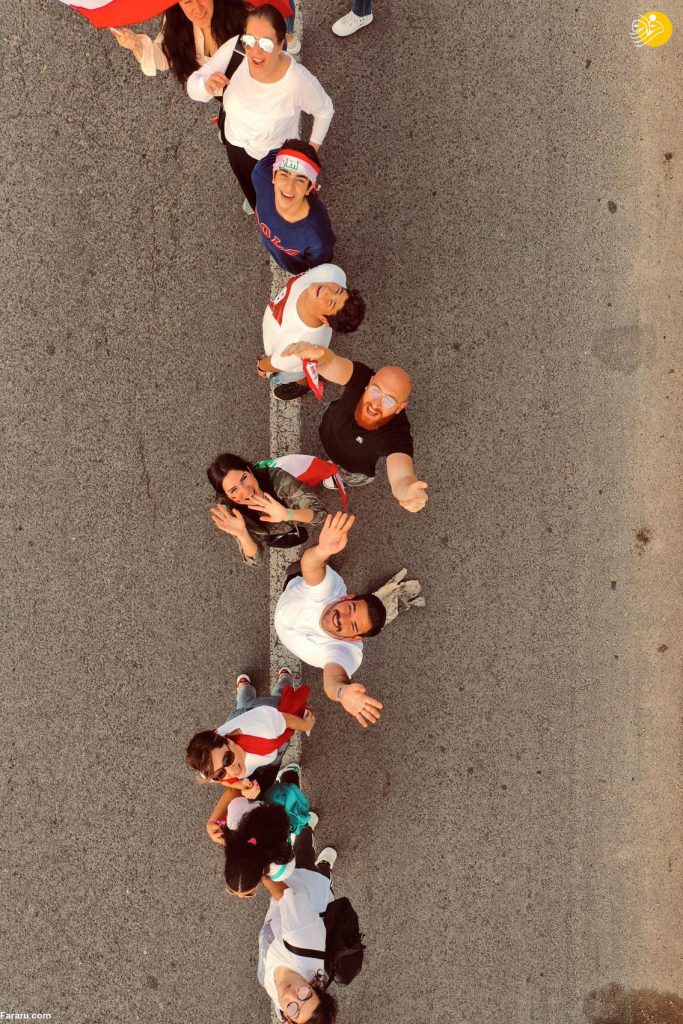 زنجیره انسانی ۱۷۰ کیلومتری در لبنان + تصاویر