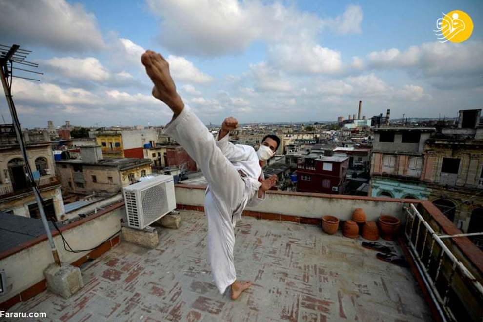 تصاویر| روش‌های خلاقانه ورزشکاران برای ورزش در قرنطینه