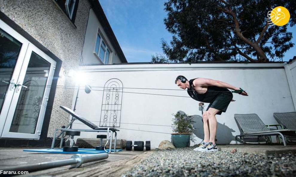 تصاویر| روش‌های خلاقانه ورزشکاران برای ورزش در قرنطینه