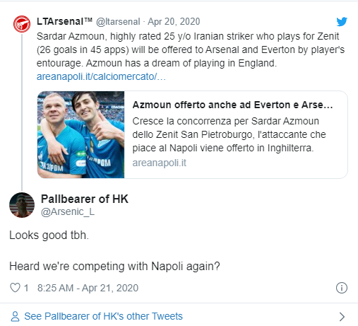 واکنش هواداران آرسنال به حضور سردار آزمون در تیمشان