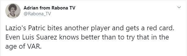 واکنش ها به گاز گرفتن بازیکن لاتزیو واکنش ها به گاز گرفتن بازیکن لاتزیو