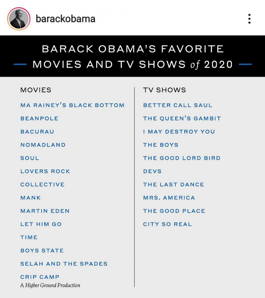 از "منک" تا "بتر کال سال": فیلم ها و سریال های محبوب باراک اوباما در سالی که گذشت