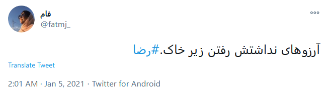 #رضا؛ مرگ تدریجی یک رویا