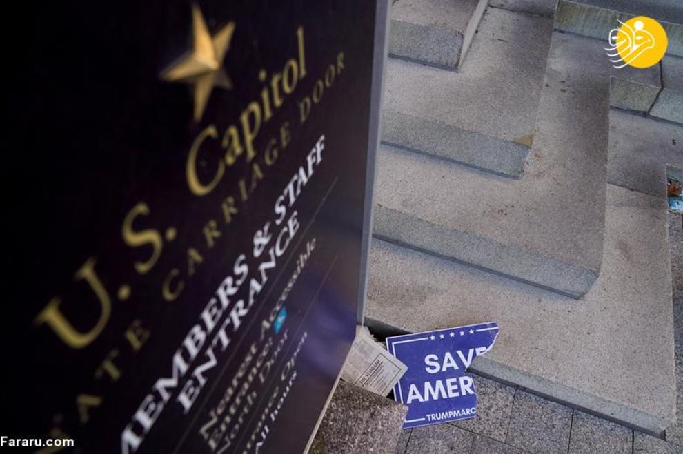 وضعیت کنگره آمریکا پس از حمله هواداران ترامپ/ تصاویر‌