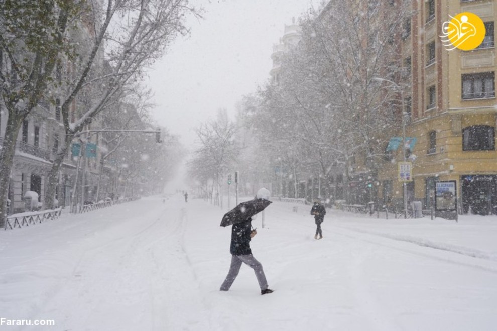 خیابان‌های مادرید پیست اسکی شد!/ تصاویر