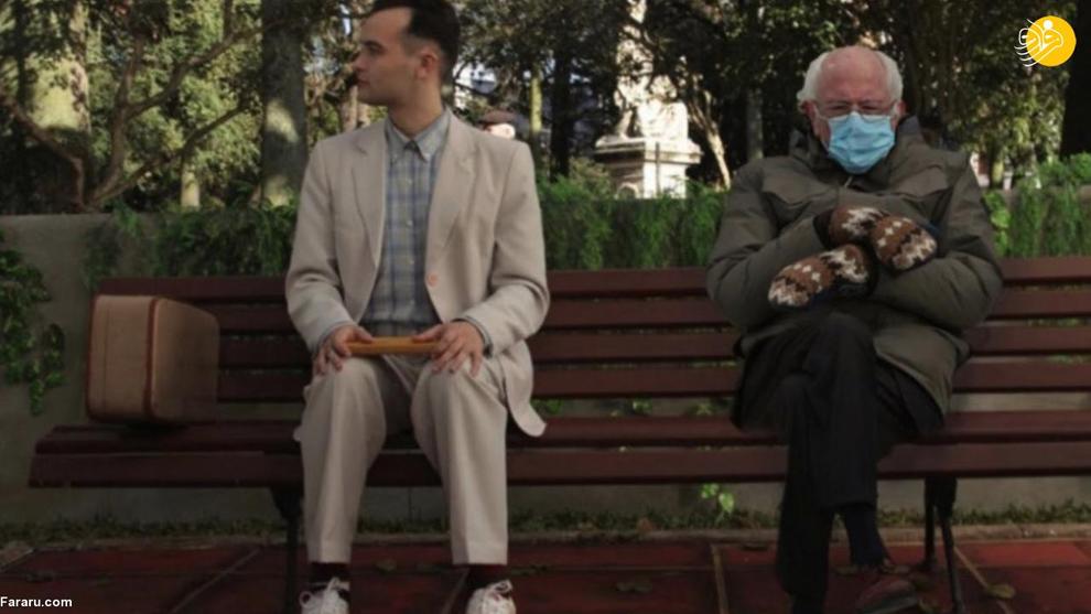 برنی سندرز با دستکش‌های بافتنی سوژه شد