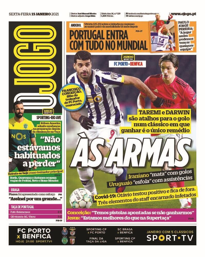 طارمی روی جلد ۲ روزنامه پرتغالی