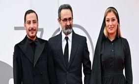 فرش قرمز فیلم "شب، داخلی، دیوار" در جشنواره ونیز / نوید محمدزاده ، دایانا حبیبی و وحید جلیلوند/ تصویر