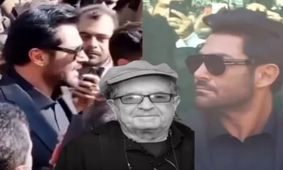 سلفی گرفتن تعدادی از مردم با محمدرضا گلزار در مراسم تشییع جنازه/ ویدئو 