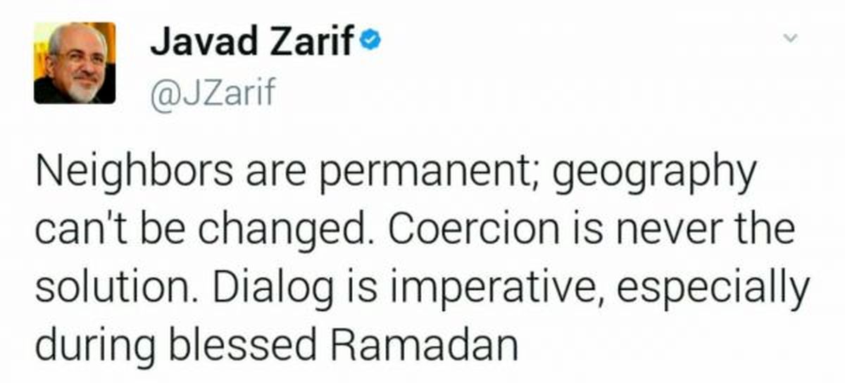 توئیت ظریف درباره تنش میان قطر و چند کشور عربی