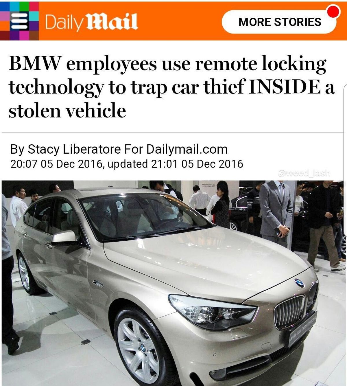 BMW دزد خود را دستگیر کرد