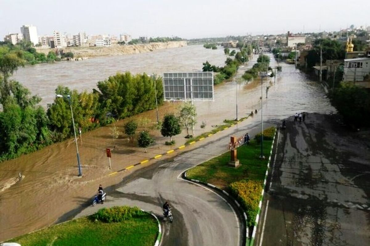 بوستان های ساحلی دزفول به زیر آب رفتند